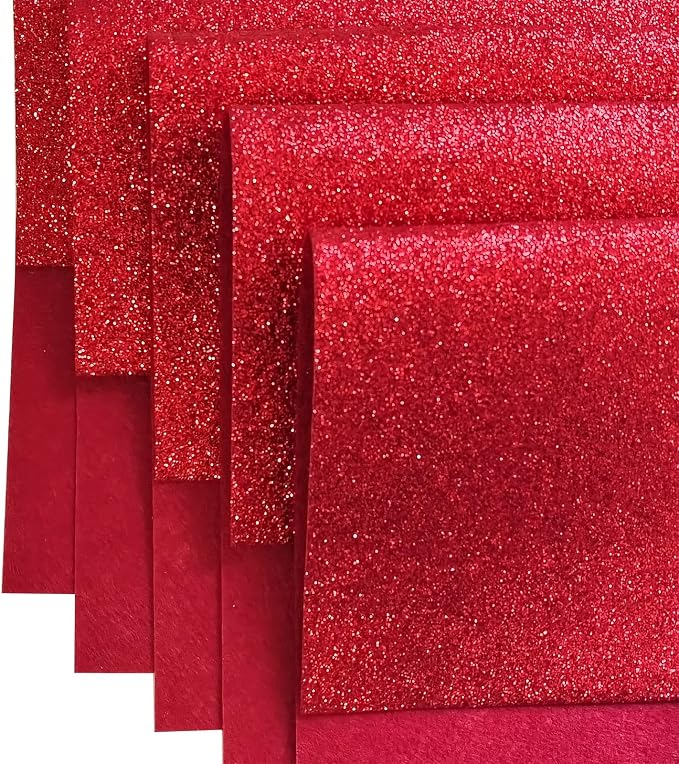 Jtnohx Glitter Felt Fabric, 8 x12 inches Felt Square Glitter