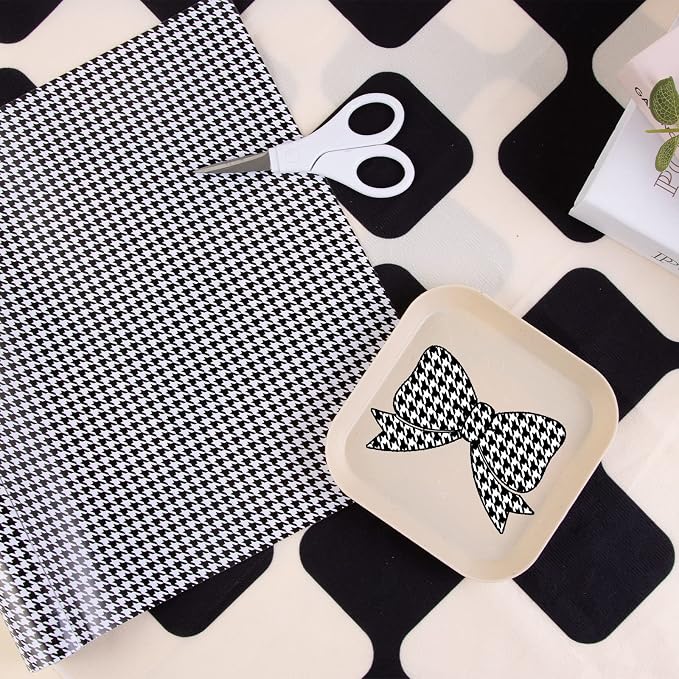 Tintnut Houndstooth Permanent Vinyl Roll 12in x 5ft Plaid Adhesive Vinyl |