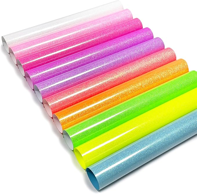 Efuncro- 12'' x 10'' x 10 Sheets Glitter HTV Heat Transfer Vinyl, Iron on