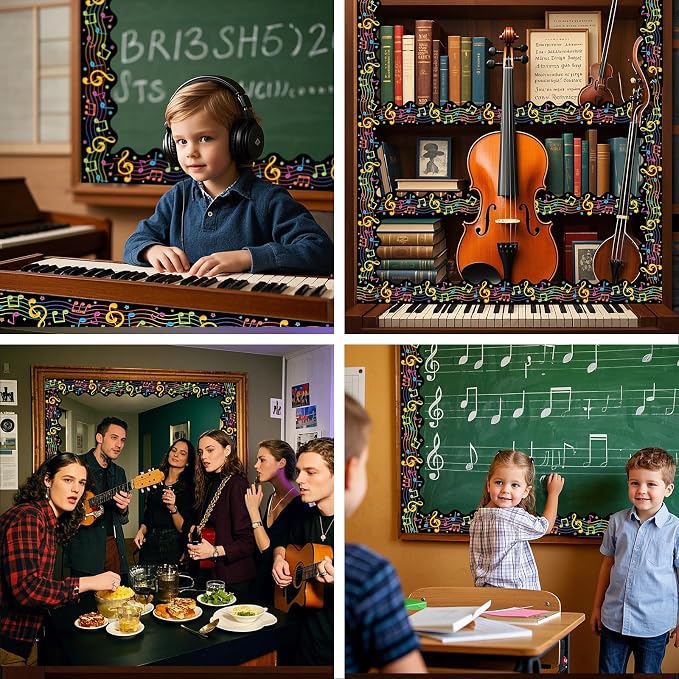 69Ft Musical Notes Bulletin Board Borders Colorful Cute Musical Note Trimmer