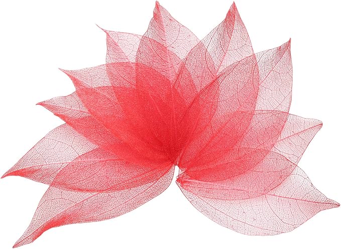 uxcell 100 Pcs Red Skeleton Leaves
