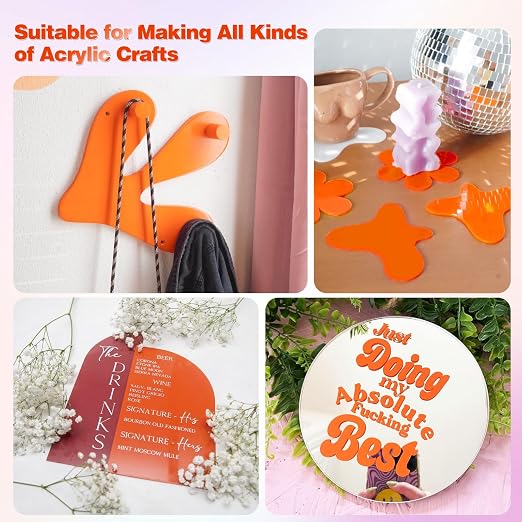 Adrattnay Orange Acrylic Sheets, 1/8 Thick