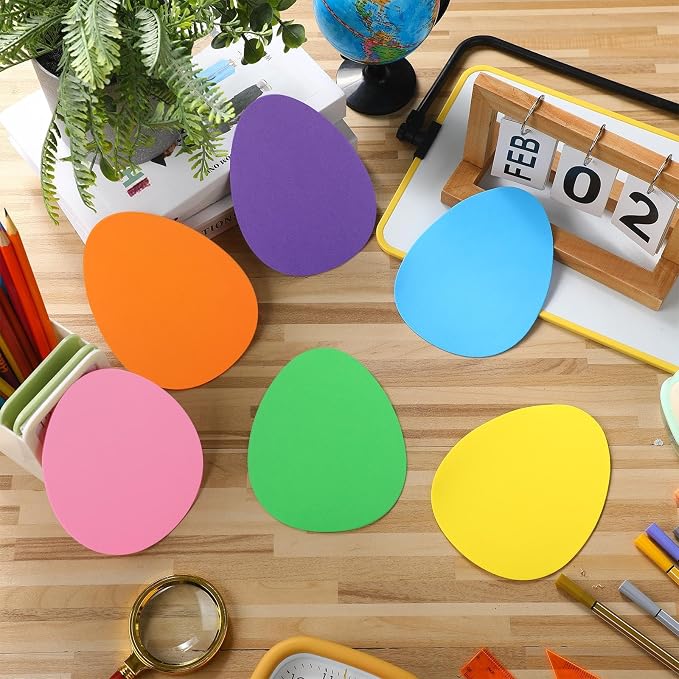 Ireer 48 Pcs Large Foam Easter Egg Cutouts 6 Inch Colorful Bulletin Board Decor