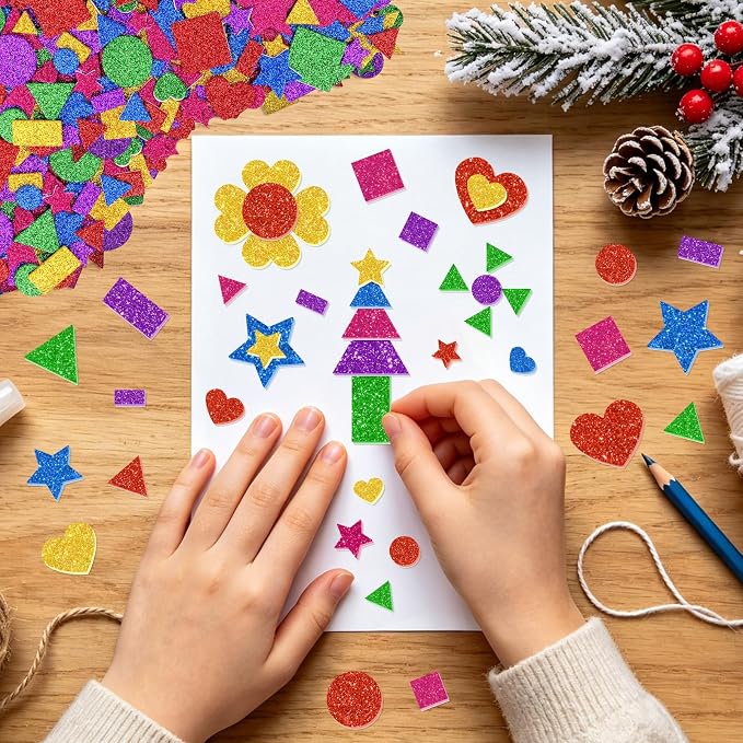 750Pcs Foam Stickers, Colorful Foam Shape Stickers Self Adhesive Star Heart