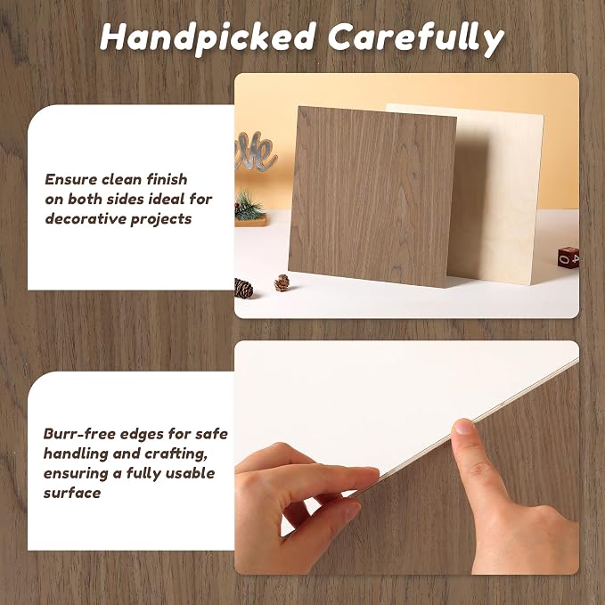 6 Pack Walnut Wood Plywood Sheets, Smooth Surface, Uniform Thickness, No Burrs