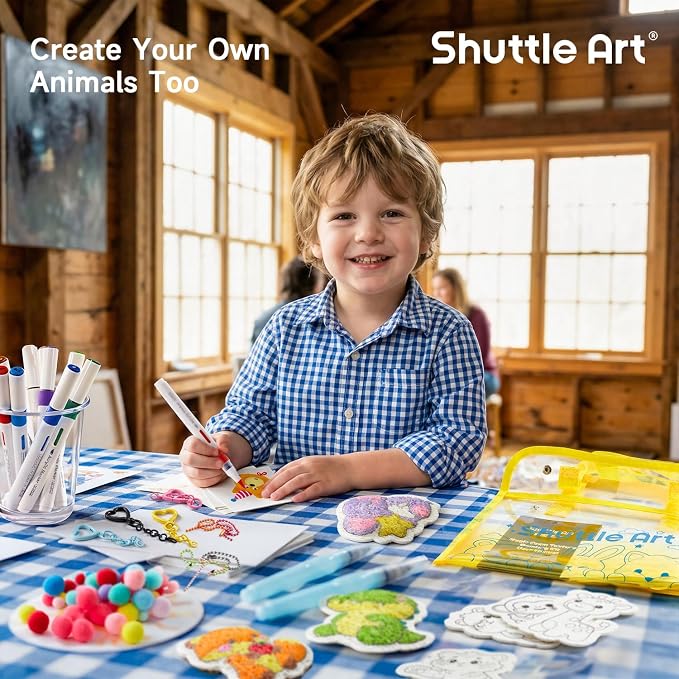 Shuttle Art 63 Pcs Magic Foam Texture Painting Kit Animal Series: 15 Animal
