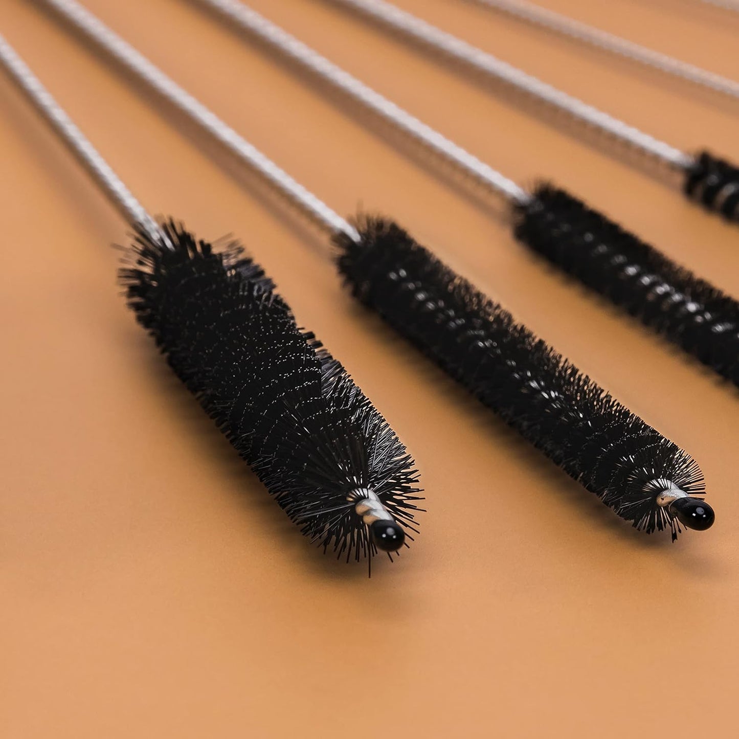 Long Straw & Pipe Cleaning Nylon Brushes | 10 Brush Set 8 inches | Flexible, Non-Scratch, Rust-Resistant Steel Handle | Reusable Straws, Pipes, Tubes, Bottles etc