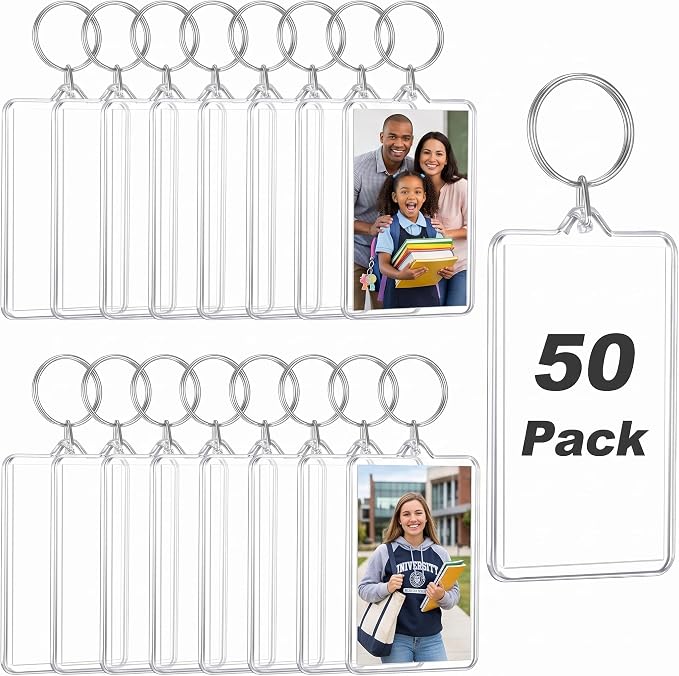 Yaomiao Acrylic Photo Frame Keychain Holder Photo Picture Insert Blank Keyring