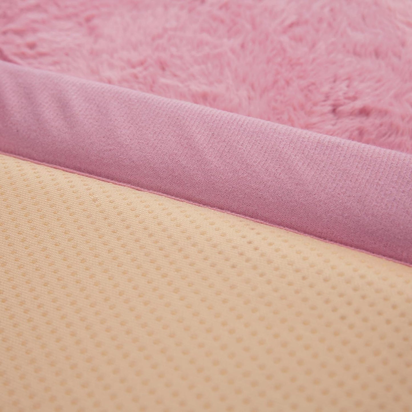 Loartee Faux Rabbit Fur Rug - 1.18" Thick Soft Fluffy Area Rug, Non-Slip Memory Foam Crawling Mat, Light Pink, 59"x59"