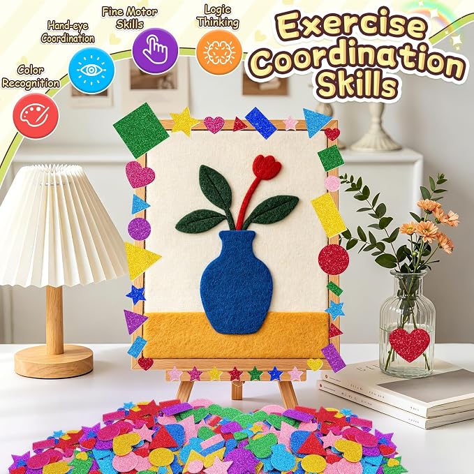 1000Pcs Glitter Foam Stickers, Colorful Self Adhesive Geometric Foam Stickers