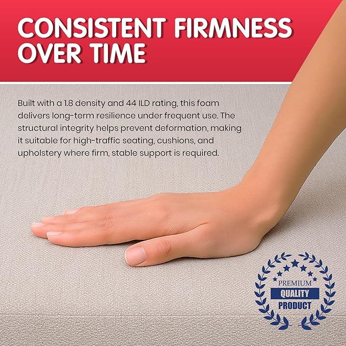FOAMYFOAM High Density 4 inch Thick, 24 inch Wide, 72 inch Long Upholstery Foam