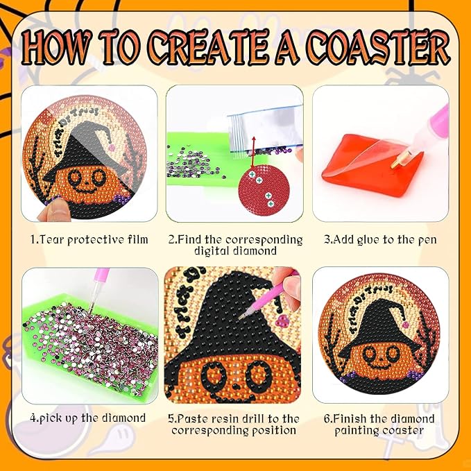EWJRNSF 6 PCS 5D Diamond Painting Coasters Kits