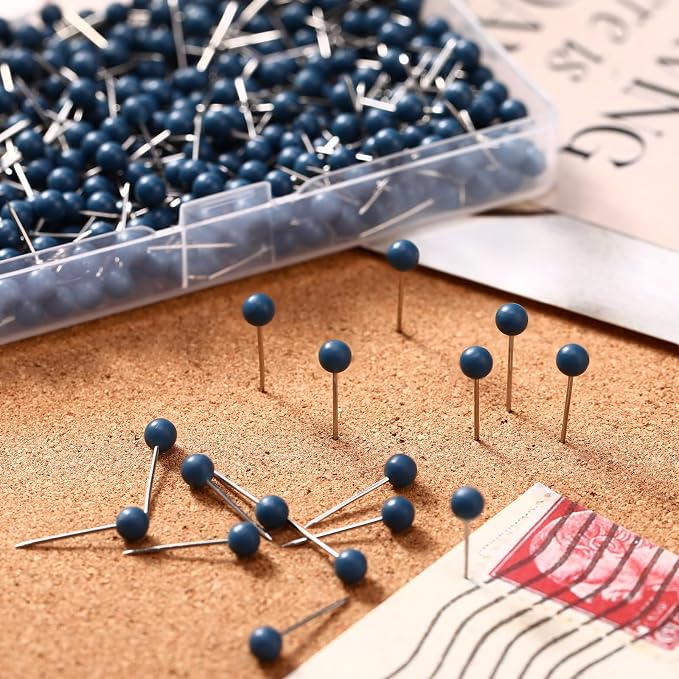 WILLBOND 500 Pack Map Push Pins Map Tacks Small Round Head Push Pins Thumb Tacks