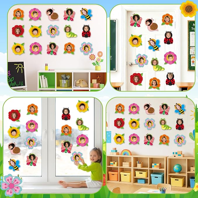 60pcs Summer Flower Theme Cutouts Flowers Bulletin Board Decorations Colorful