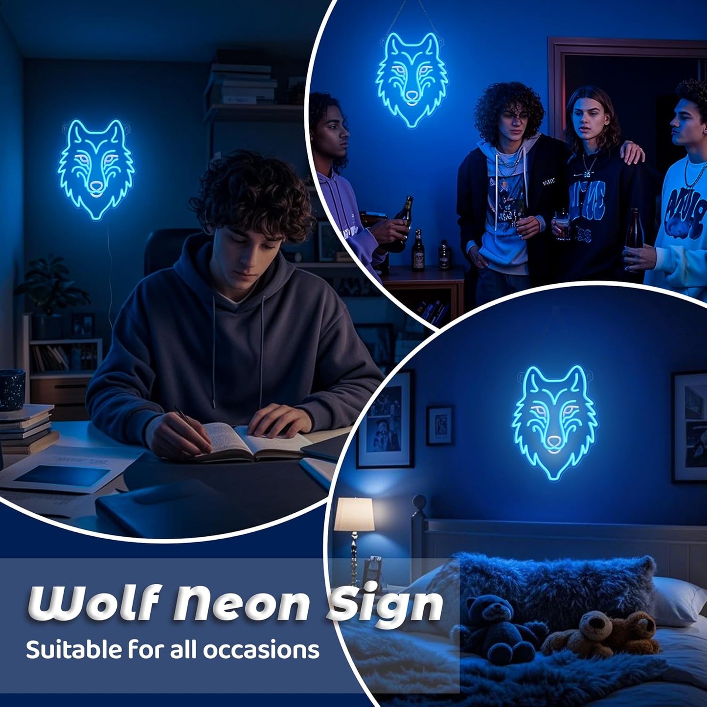 Wolf Neon Light, Dimmable LED Wolf Animal Neon Wall Sign USB Powered, Decorations for Bedroom Living Room Game Room Man Cave Home Birthday Gift for Boys Men