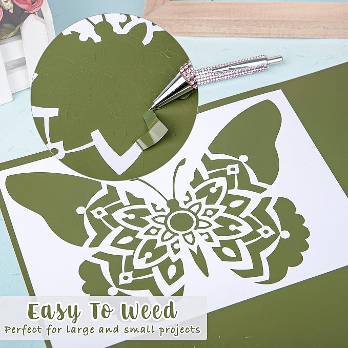 VINYL FROG Olive Green Adhesive Vinyl Roll 12" x10ft Olive Green Craft Vinyl