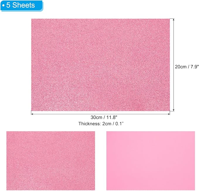 PATIKIL Watermelon Red Shiny EVA Glitter Foam Sheet 11.8 x 7.9 Inch 2mm Thick