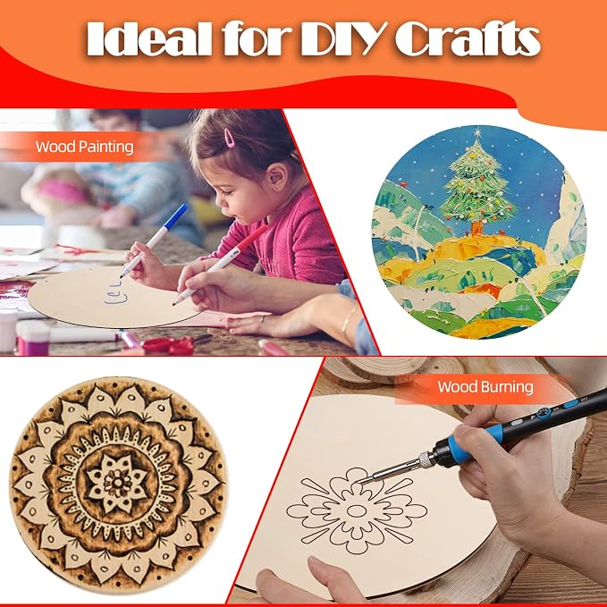 6 Pcs 18 Inch Wood Circles for Crafts Unfinished Round Wood Discs Blank Wooden