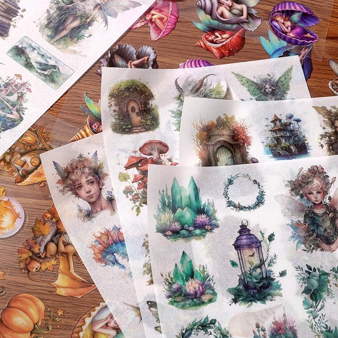 Scrapbook Fantasy Stickers 20 Sheets 240 Pre-Cut Washi Stickers