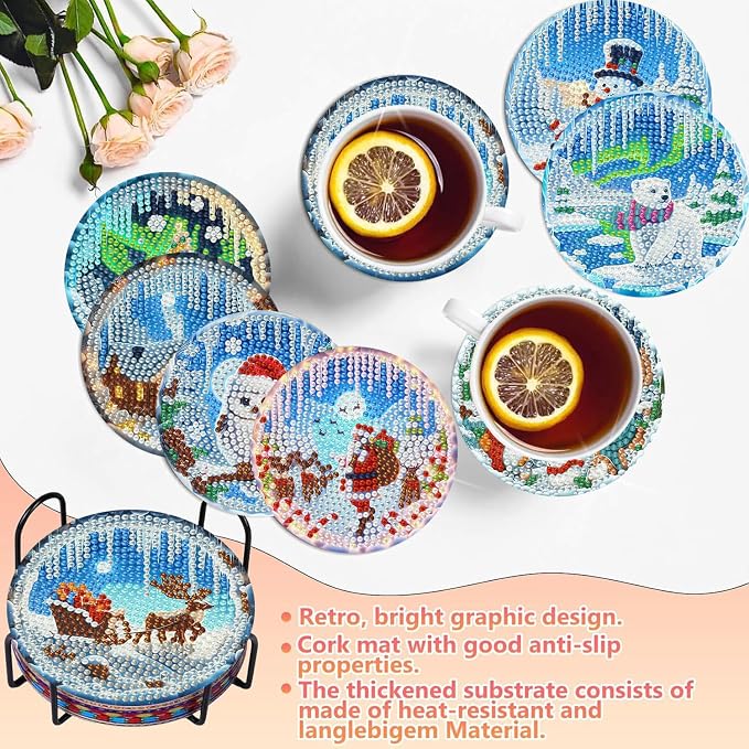 Benjenes 8PCS Diamond Art Coasters Kit