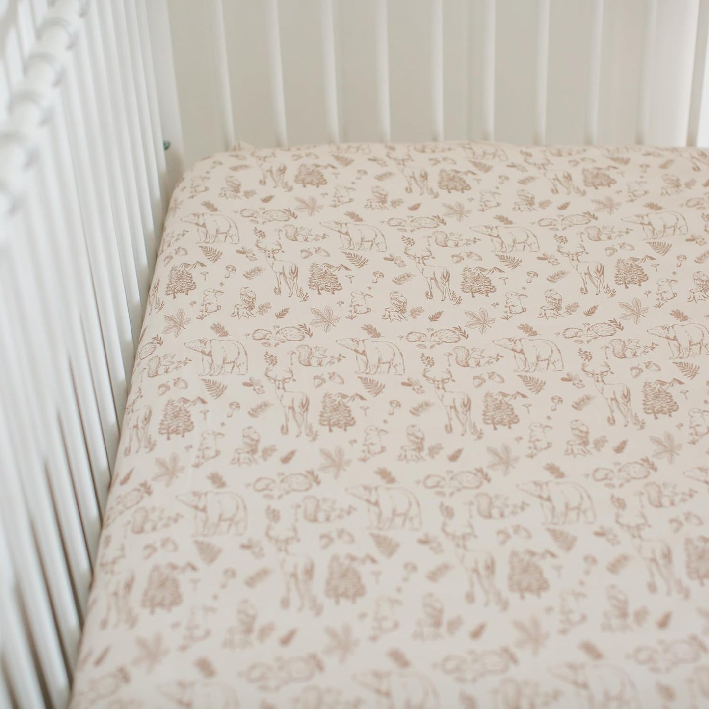 Crib Sheets Neutral - Fitted Baby Crib Sheets Bed for Girl Boy - 2 Pack Standard & Toddler Mattress - Buttery Soft Organic Cotton Blend (Magic Forest)