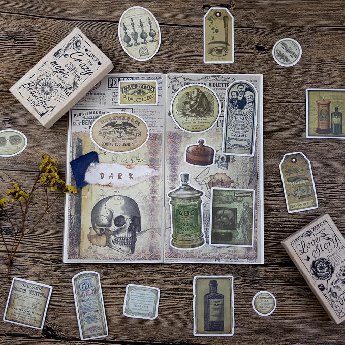 Prstincol 120 Pcs Vintage Apothecary Potion Label Stickers