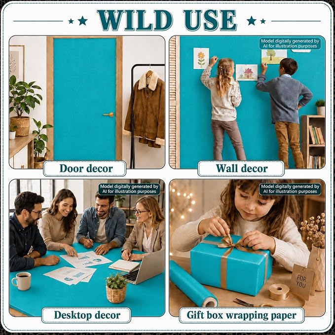 Teal Blue Bulletin Board Roll Non-Woven Fabric Poster 16in X 20ft | Back to