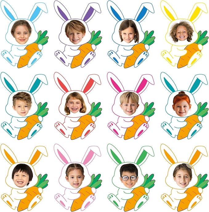 60pcs Easter Bunny Theme Cutouts Easter Bulletin Board Decorations Spring