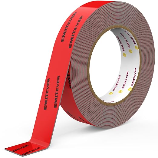 EMITEVER Heavy Duty Double Sided Tape, 1 Inch x 16.4FT Acrylic Foam Mounting