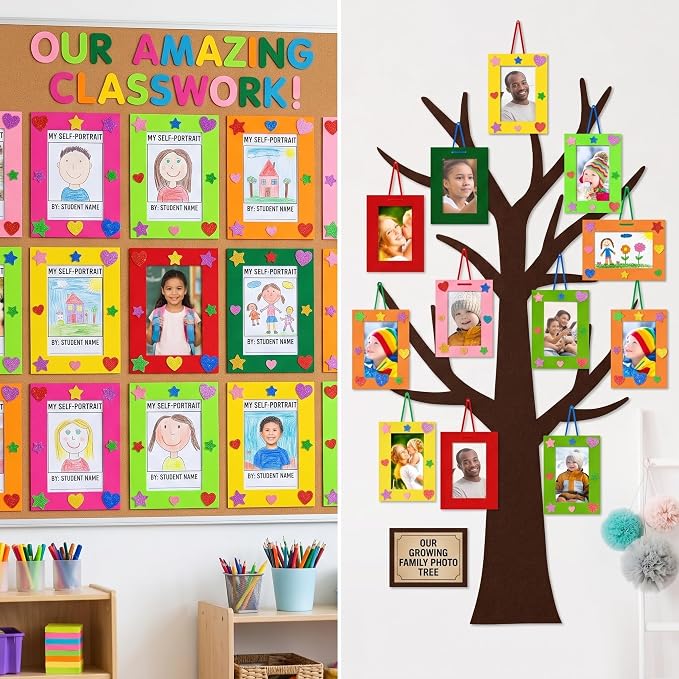 Jetec 24 Pieces Colorful Felt Photo Frames Holiday Picture Frames and 50 Pieces