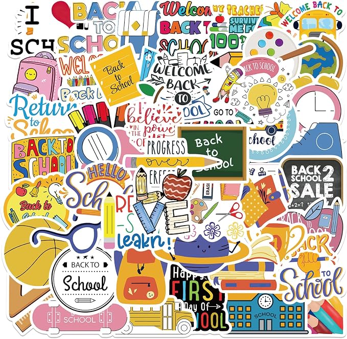 50PCS Back to School Stickers, First Day of School Teacher Reward Party