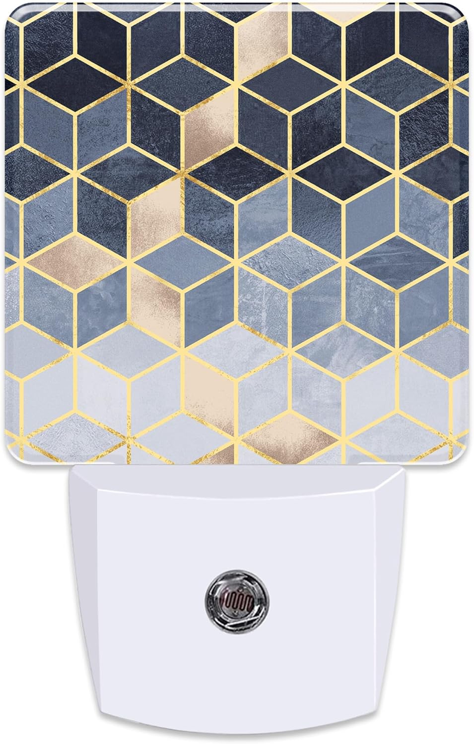 Blue Gradient Cubes Plug in Night Light with Auto Dusk to Dawn Sensor,Abstract Night Lights for Boys Girls Bedroom Bathroom Hallway Kids Room Gifts