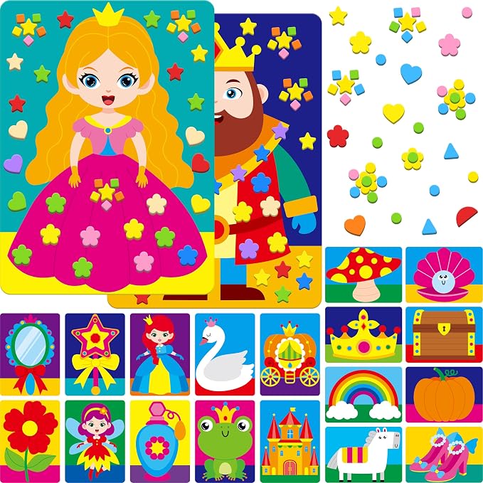 SpriteGru Foam Sticker Art Activity, 10 Princess & Castle Art Board