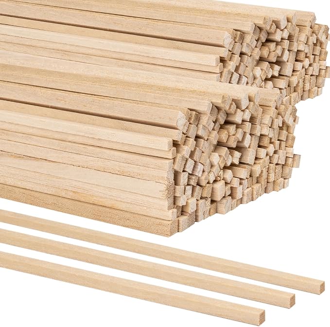 320Pcs Balsa Wood Sticks, 12 Inch Square Wooden Dowels, Hardwood Square Dowels