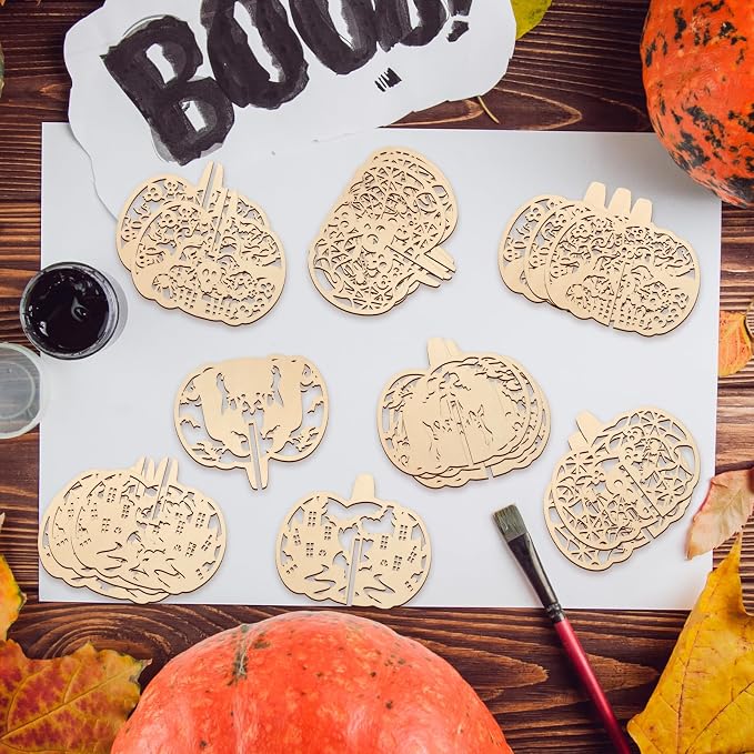 COCHIE DIY 3D Halloween Pumpkin Wood Crafts to Paint