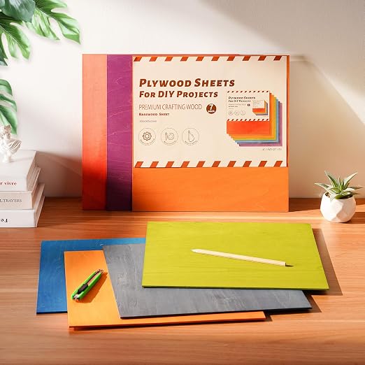 7 Pack Colored Plywood Sheets, 3mm Basswood