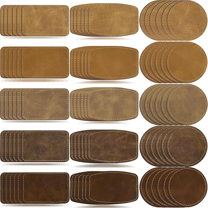 90pcs Blank Patches for Laser Engraving & Iron On | PU Leather Repair Patches |