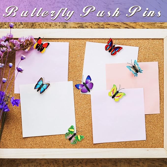 Epakh 30 Pcs Butterfly Thumb Tacks Decorative Butterfly Push Pins Push Pins