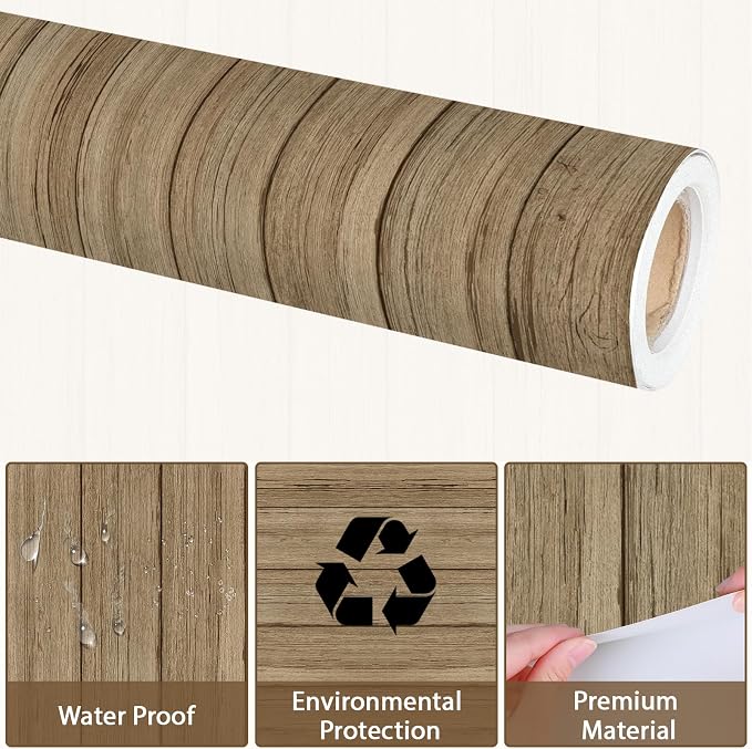Qyeahkj Wood Grain Bulletin Board Paper Roll Rustic Bulletin Board Background