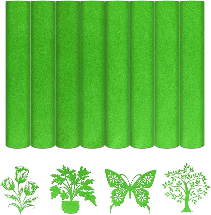 HTVSTD Forest Green Flock HTV Heat Transfer Vinyl 8pcs 12×10in | Vivid Color