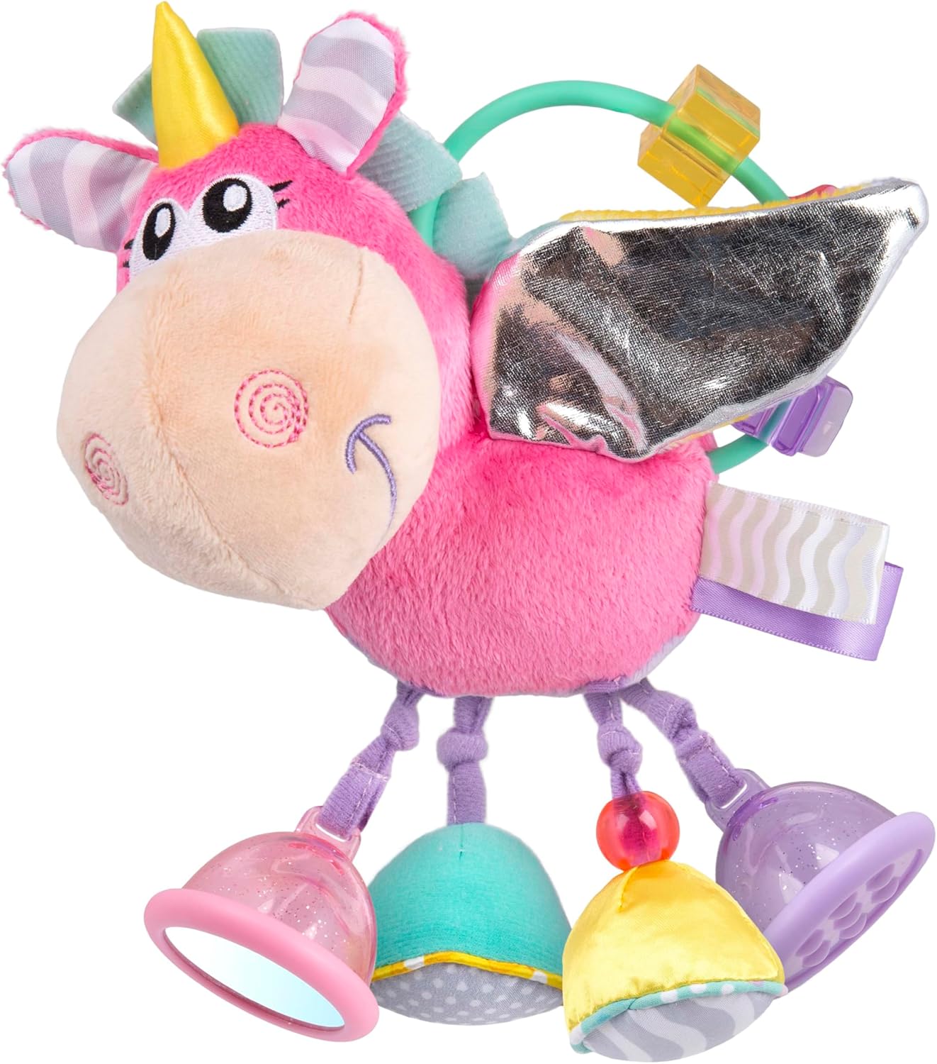 Playgro Unicorn Soft Baby Toys 3-6-12 Months Developmental, 3+ Months Rattles Teething Toys for Babies, Newborn & Infant Sensory Non-Toxic Plush Baby Rattle for Boy Girl Clip Clop Activity Gift