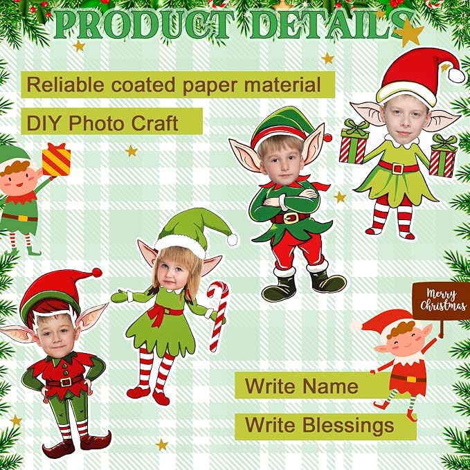 Gersoniel 72 Pcs Kid Christmas Elf Decor Xmas Cartoon Bulletin Board Cutout |