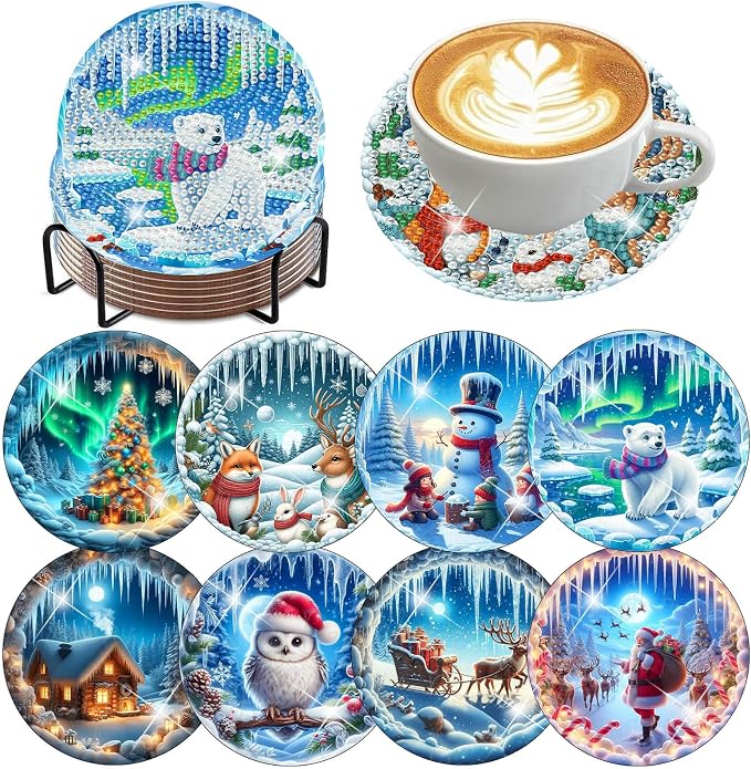Benjenes 8PCS Diamond Art Coasters Kit