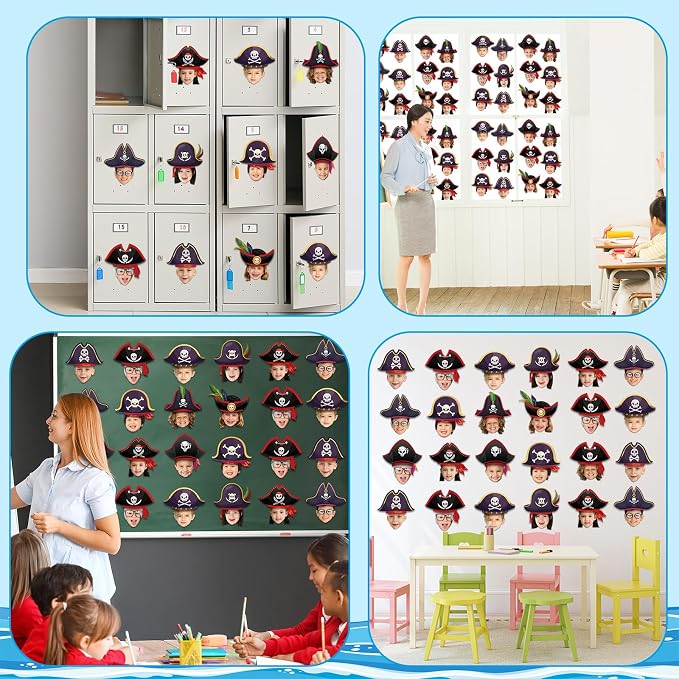 gisgfim 80Pcs Pirate Cutouts Adventure Decorations Bulletin Board Skull Hat