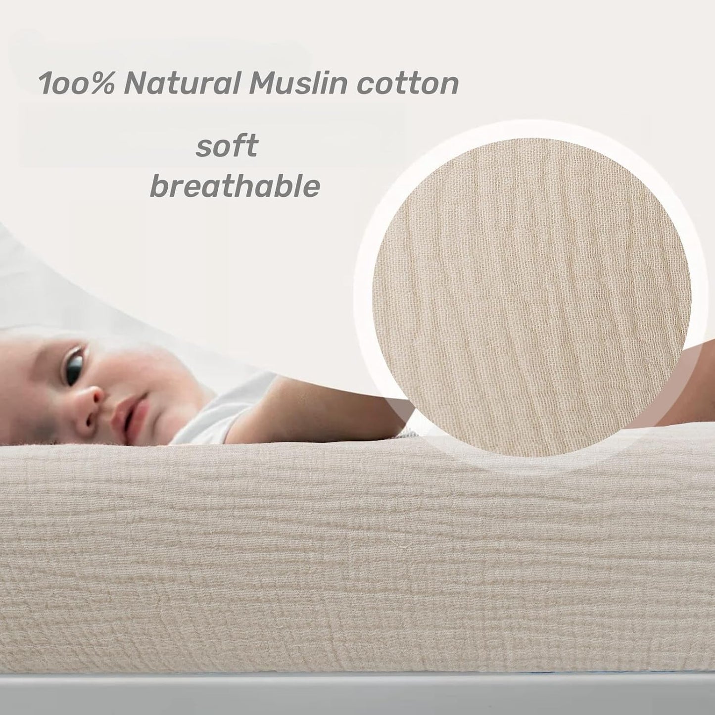 Owlowla Muslin Changing Pad Cover 2PACK,Soft Muslin Cotton Diaper Changing Pad Covers Changing Table Cover for Baby Boy Girl(Natural&Sage)