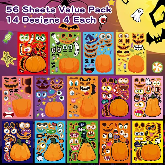 56 Sheets Halloween Pumpkin Stickers