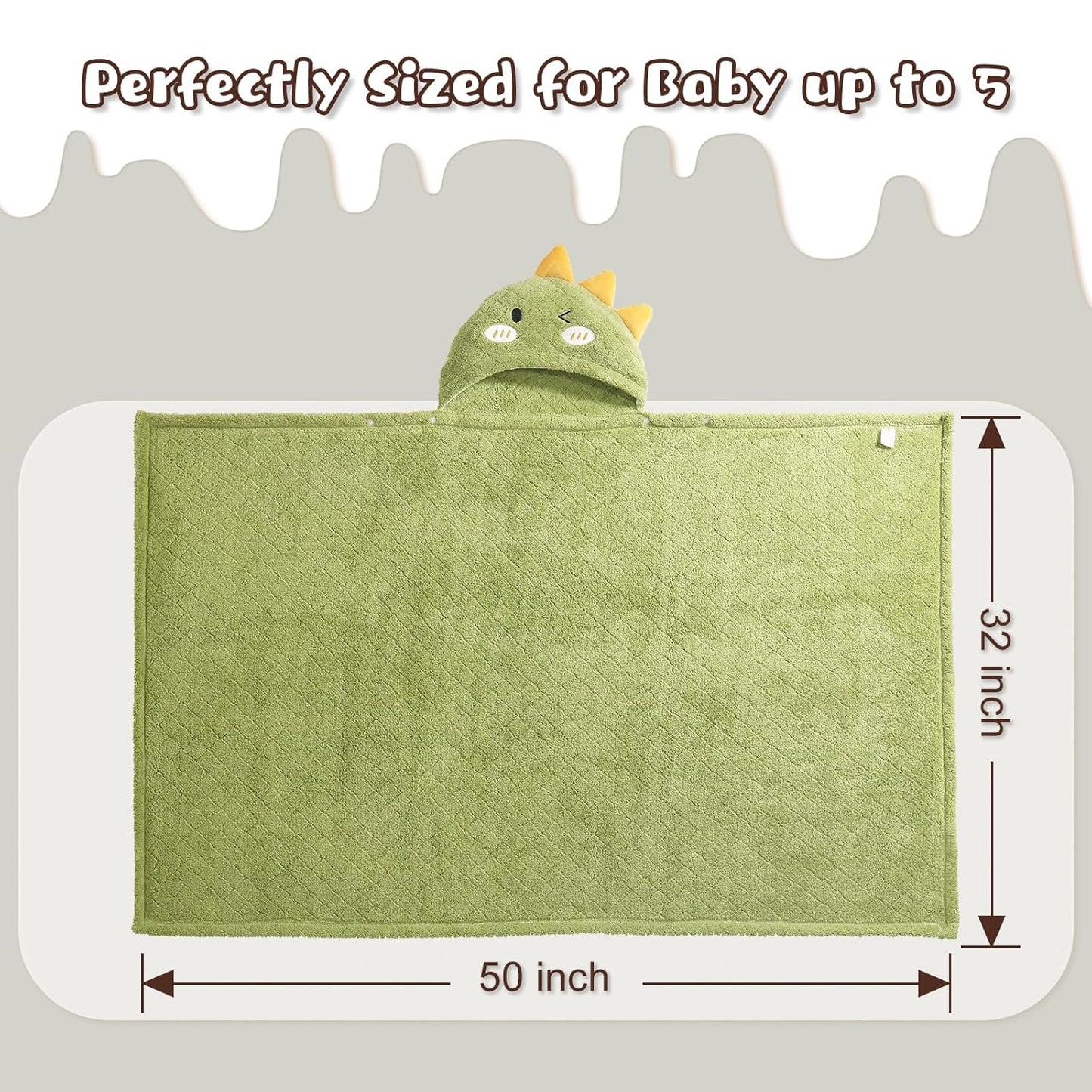 Toddler Bath Towel Baby Bath Towels Hooded Kids Towel for Boy Girl 0-5 Year, 2-Pack Thick Absorbent Toddler Towels Baby Towels with Hood, Large 50''x32''