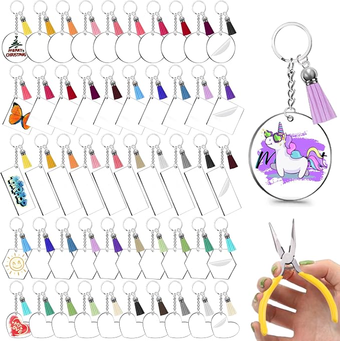 251PCS Blank Keychains for Vinyl, Acrylic Blanks Bulk