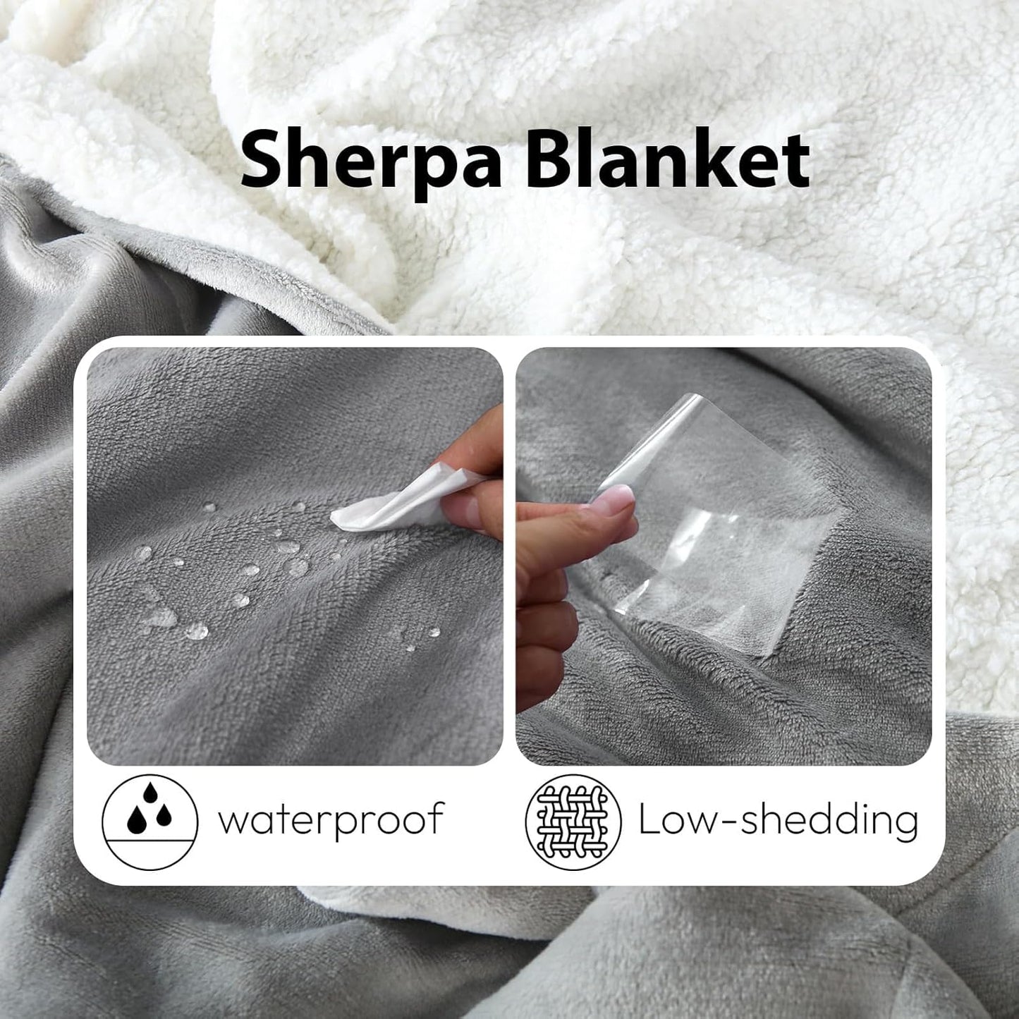 NANPIPER Sherpa Blanket Twin Size for Couch, Warm and Lightweight Throw, Soft Fuzzy Plush Fleece for Winter, Lunar Rock Grey 60x80 Inches