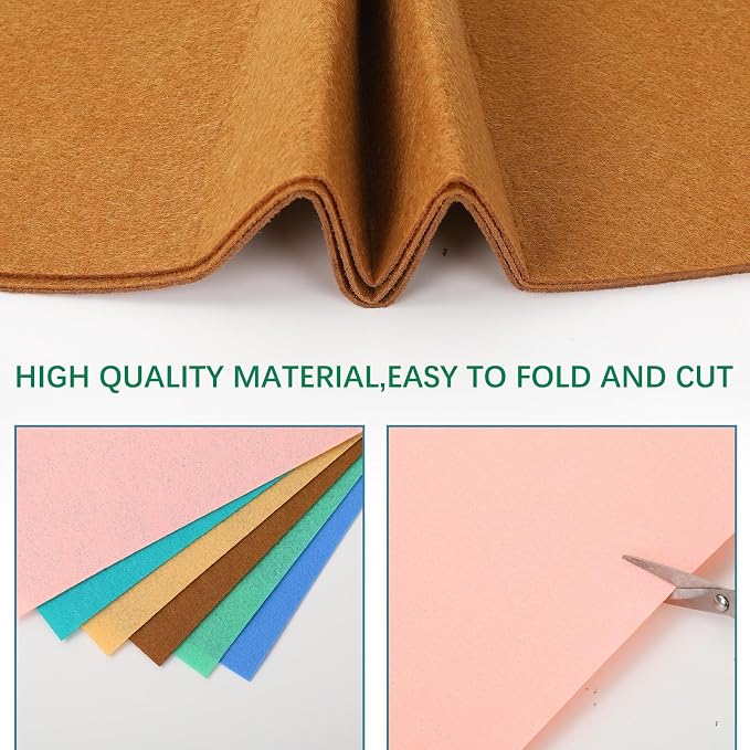 Whaline 18Pcs Boho Felt Fabric Sheets Soft Thick Assorted 6 Colors Craft Felt